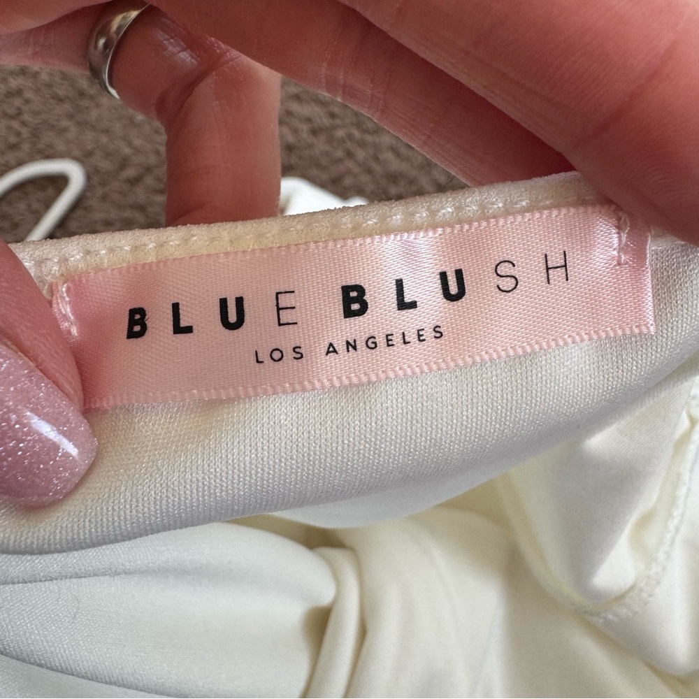 Blue Blush White Ruffled Wrap Dress Sleeveless S Small - Picture 5 of 10